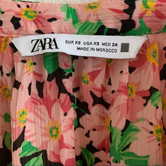 Zara Floral Romantic Ruffle Statement Sleeve Top XS - Picture 3 of 8